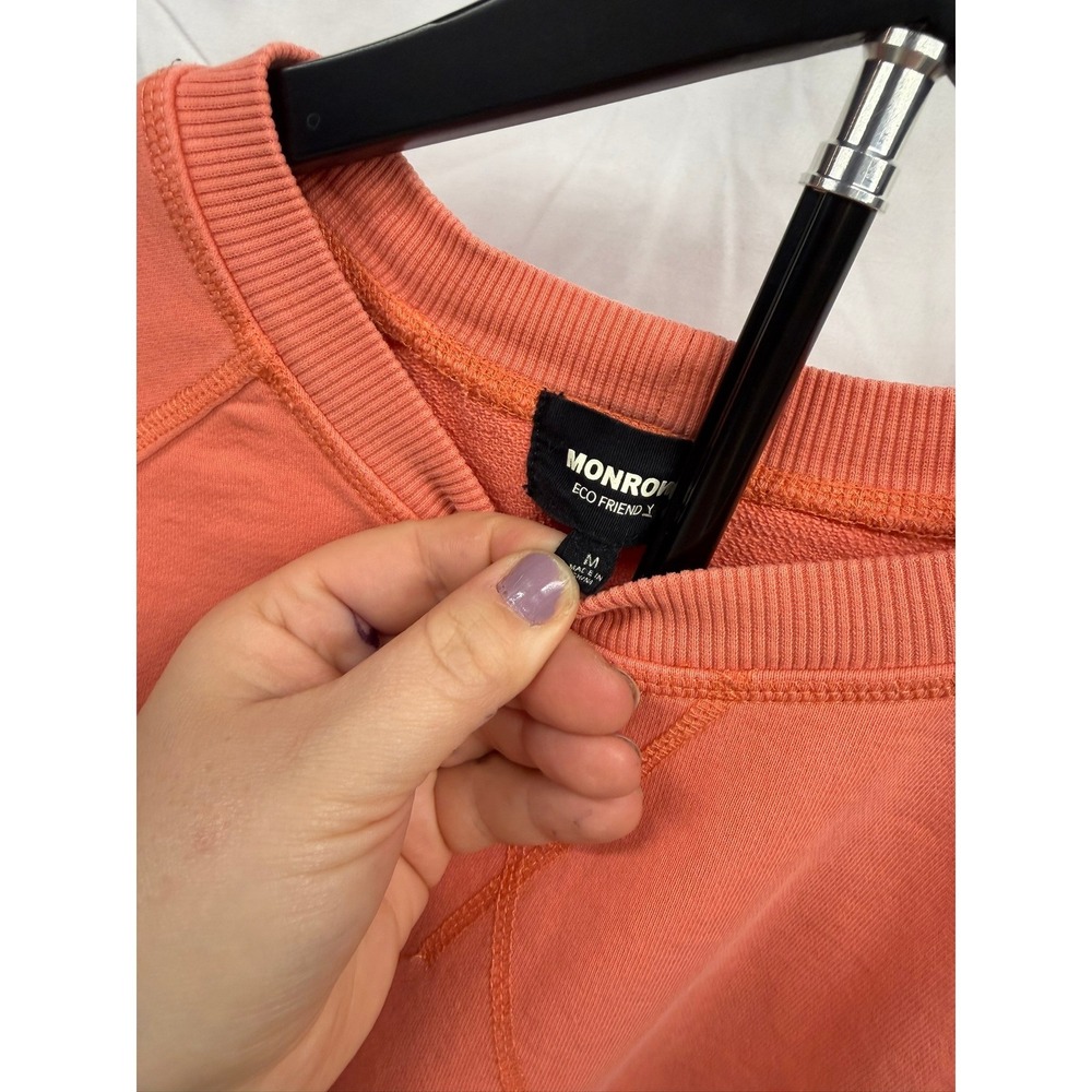 MONROW Georgia Peach Organic Cotton Raglan Sleeve Relaxed Crewneck Sweatshirt M‎ - Picture 4 of 7